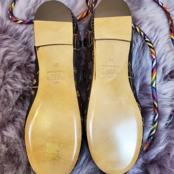 VALENTINO leather printed tie ballerina flat sz. 6 - Picture 10 of 13